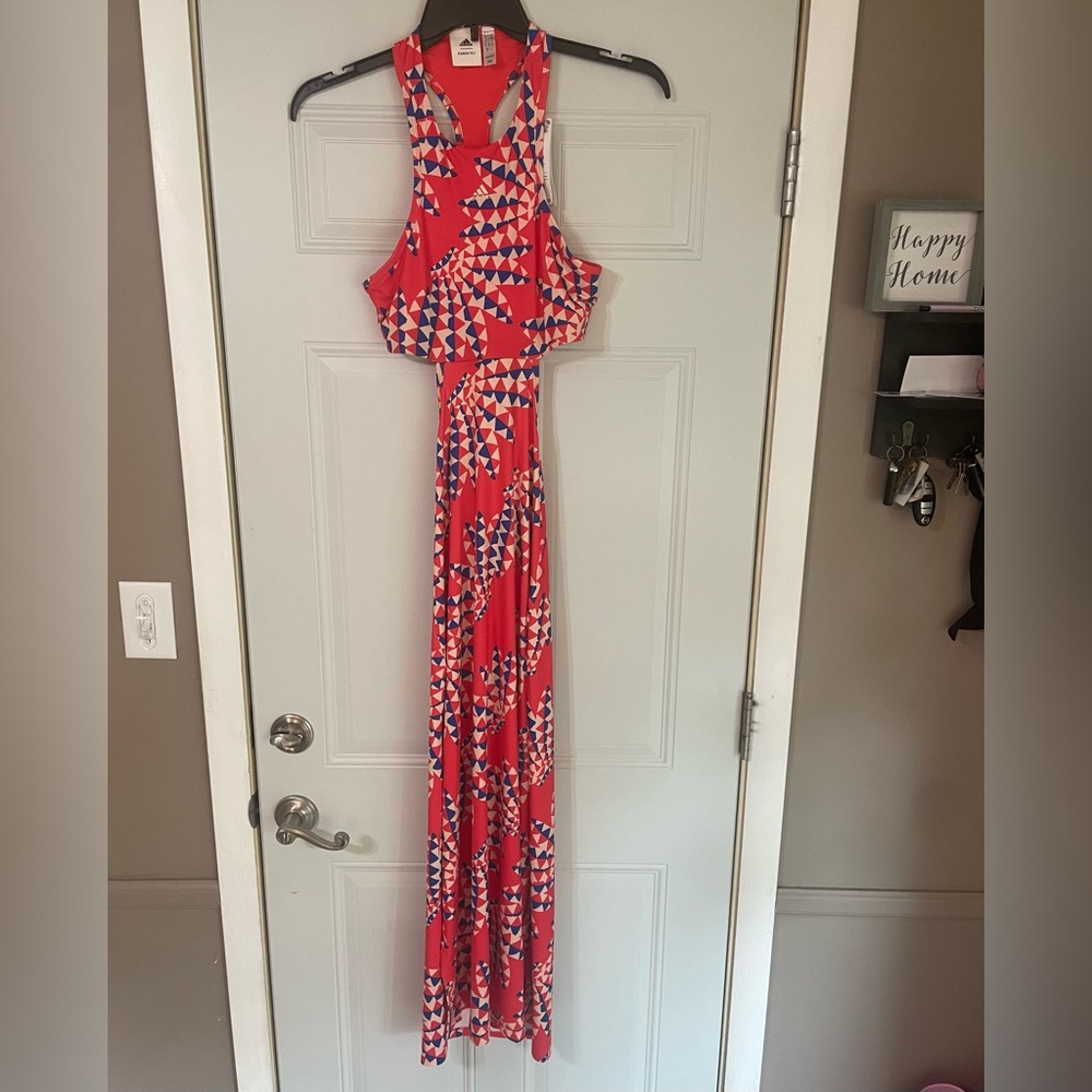 NEW Adidas Farm Rio Psychedelic Wave Red Orange Cut Out Dress Large Festival - Picture 3 of 14